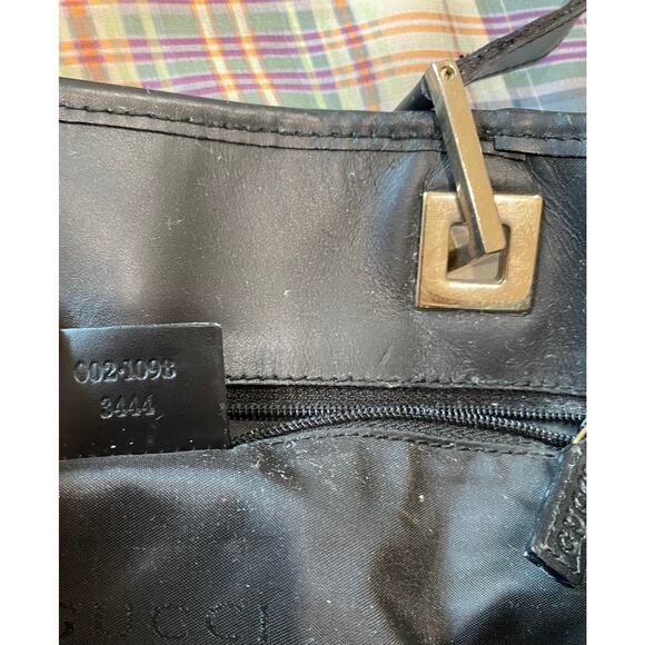 Vintage 00's Gucci Black Monogram Canvas Tote Bucket Shopping Bag - Picture 9 of 10